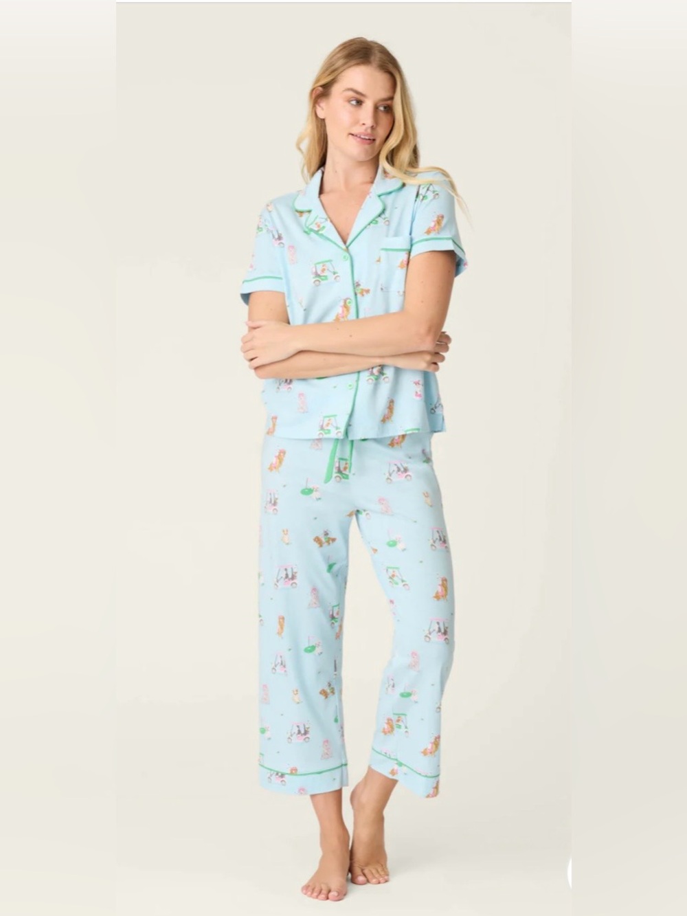 PJ Salvage New Women’s Whimsy Putter Pup Cropped PJ Set